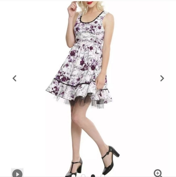 Hot Topic Rockabilly Music Note Dress w/Petiicoat Layer Sleeveless Cinch Boddess - Picture 12 of 14